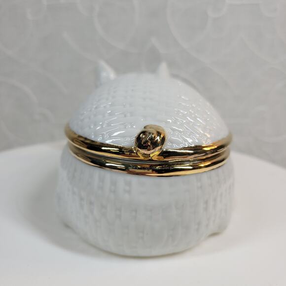 Bone China Porcelain Pig Hinged Trinket Jewelry Box w/ 18k Gold Accent - Picture 11 of 16